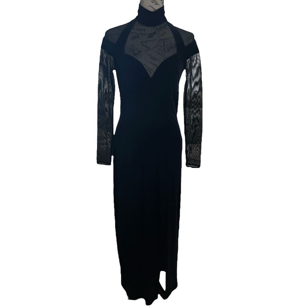 Vintage Tadashi Velvet Black Long Sleeve Dress